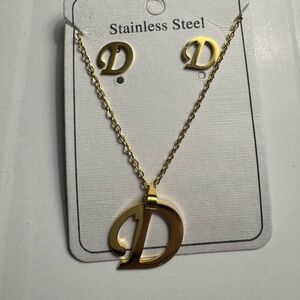 New Letter D stainless steel jewelry set
